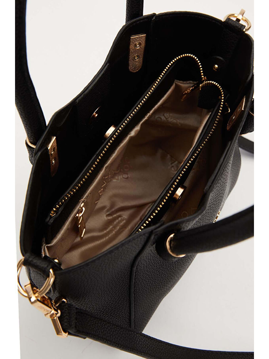 3 Gözlü Fermuarlı Askılı Deri Çanta 930538 Siyah-2