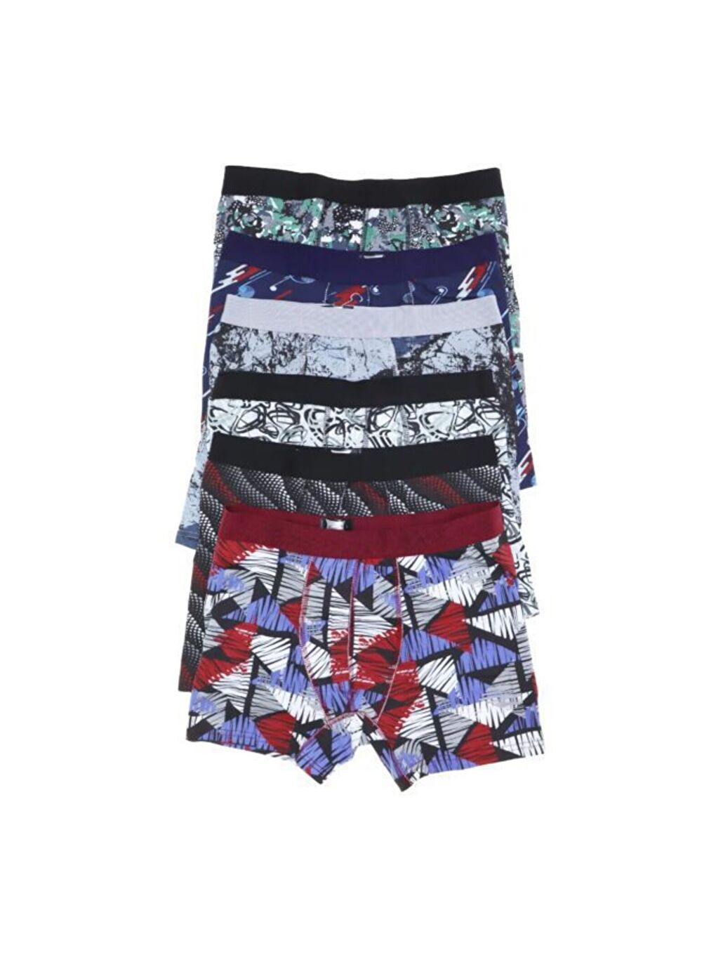 Bordo 6'lı Erkek Karışık Desenli Pamuklu Esnek Kaliteli Boxer
