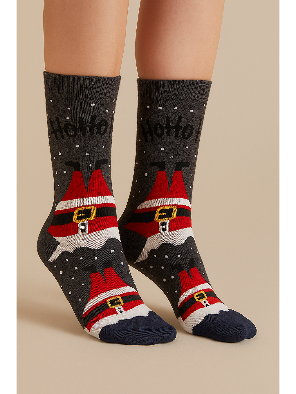 Yılbaşı Soket Çorap Koyu Gri Mix