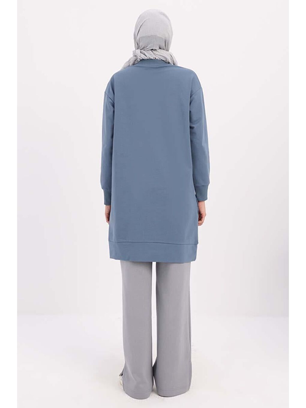 Mavi-Süs Fermuarlı Sweat Tunik-3