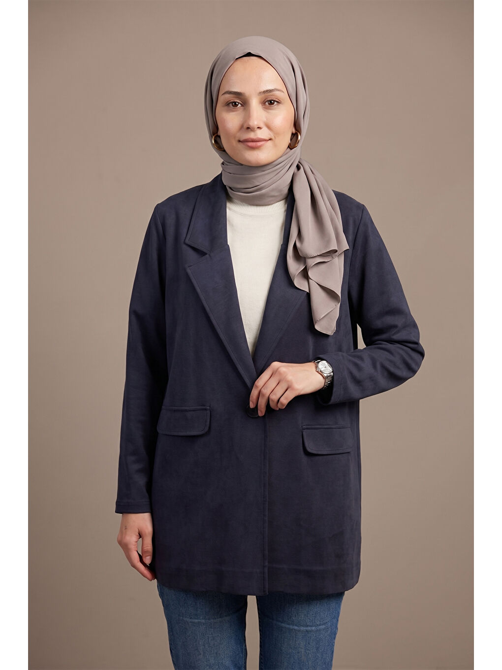 Lyocell Blazer Ceket 878 Lacivert