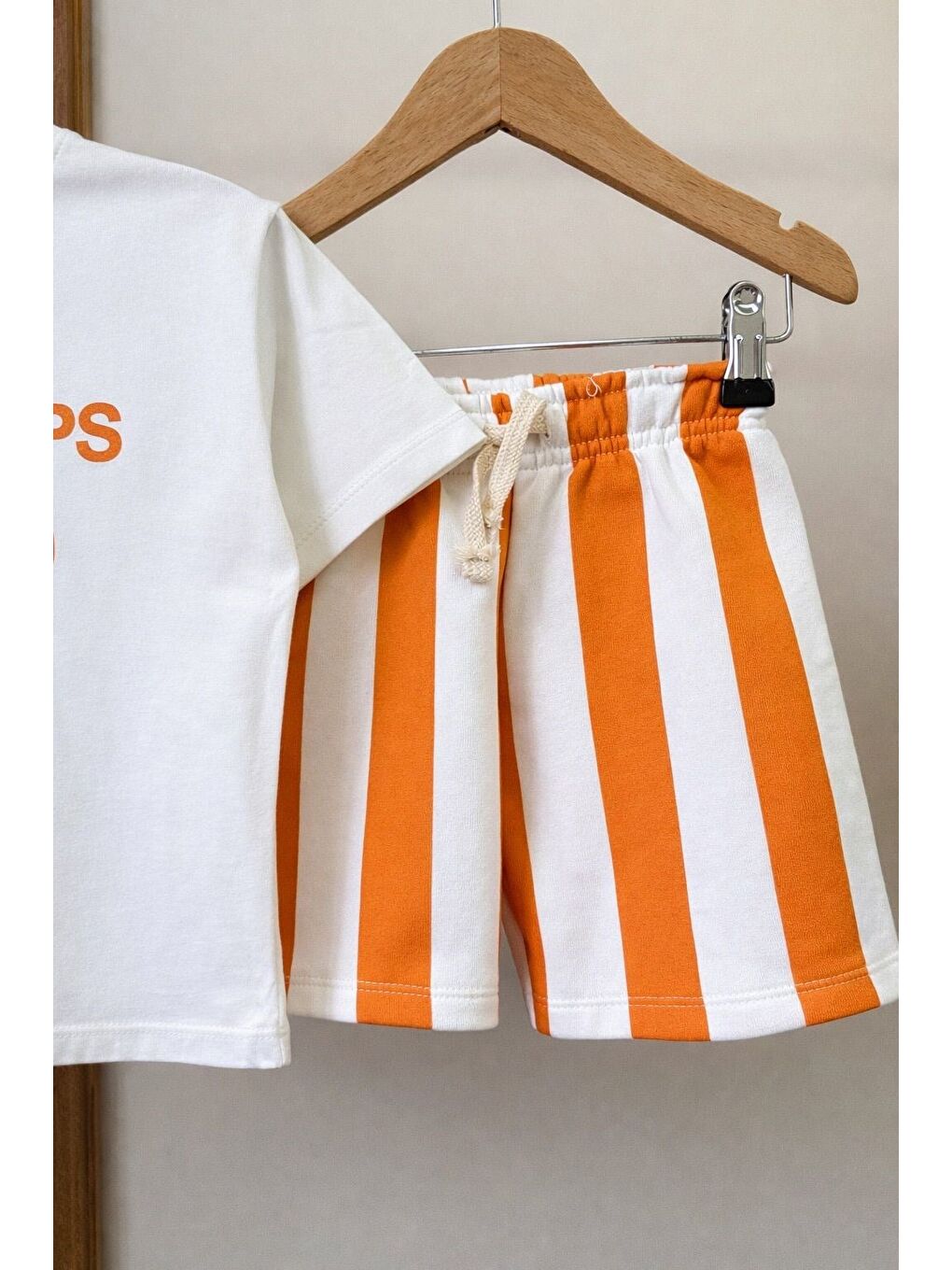 Karışık Erkek Çocuk Pamuklu Beyaz Slogan Baskılı T-Shirt Şort Takım-1