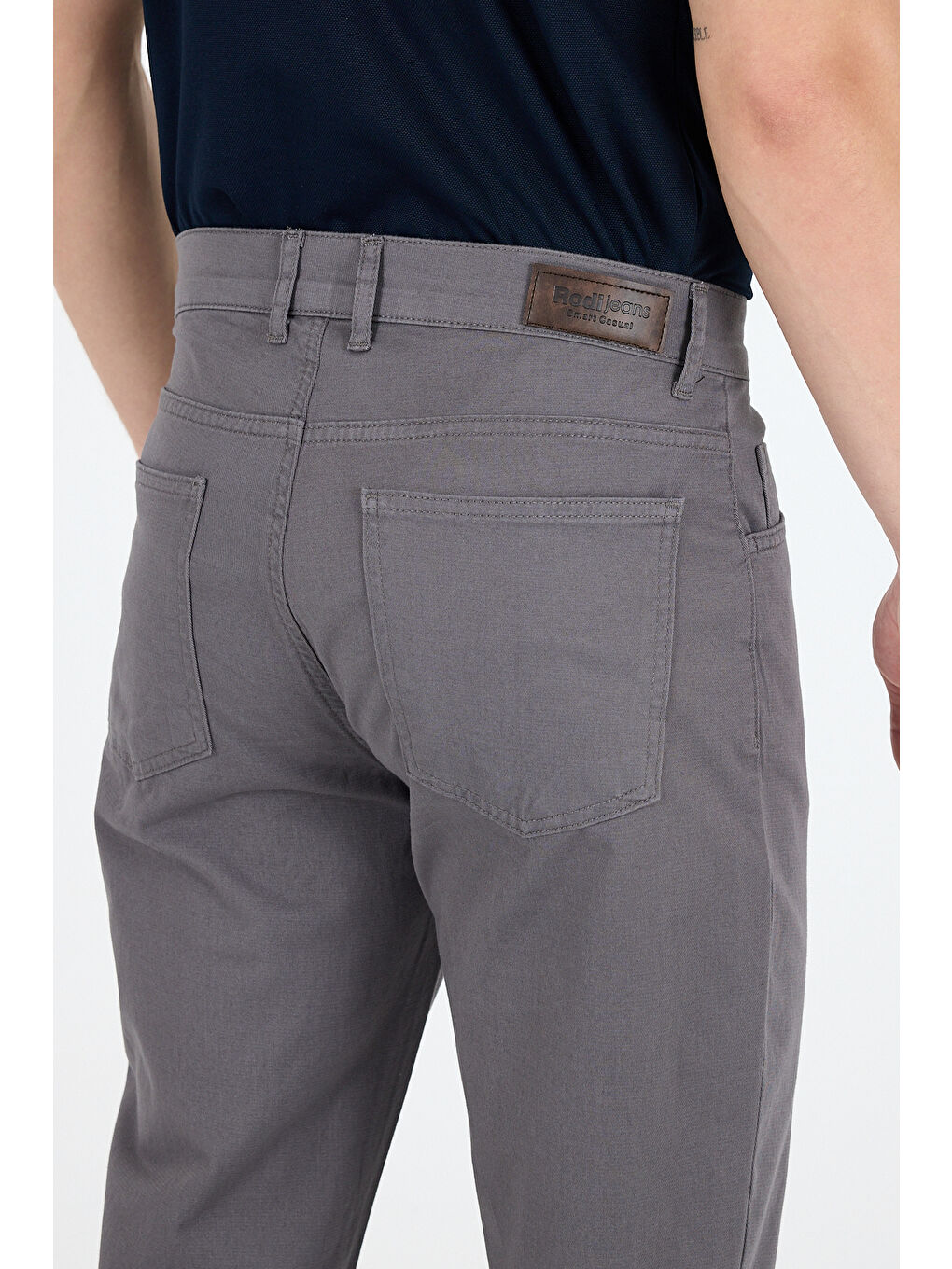 Gri Erkek Regular Fit Gabardin %98 Pamuk %2 Elastan Rahat Günlük Klasik Düz Kesim Pantolon-1