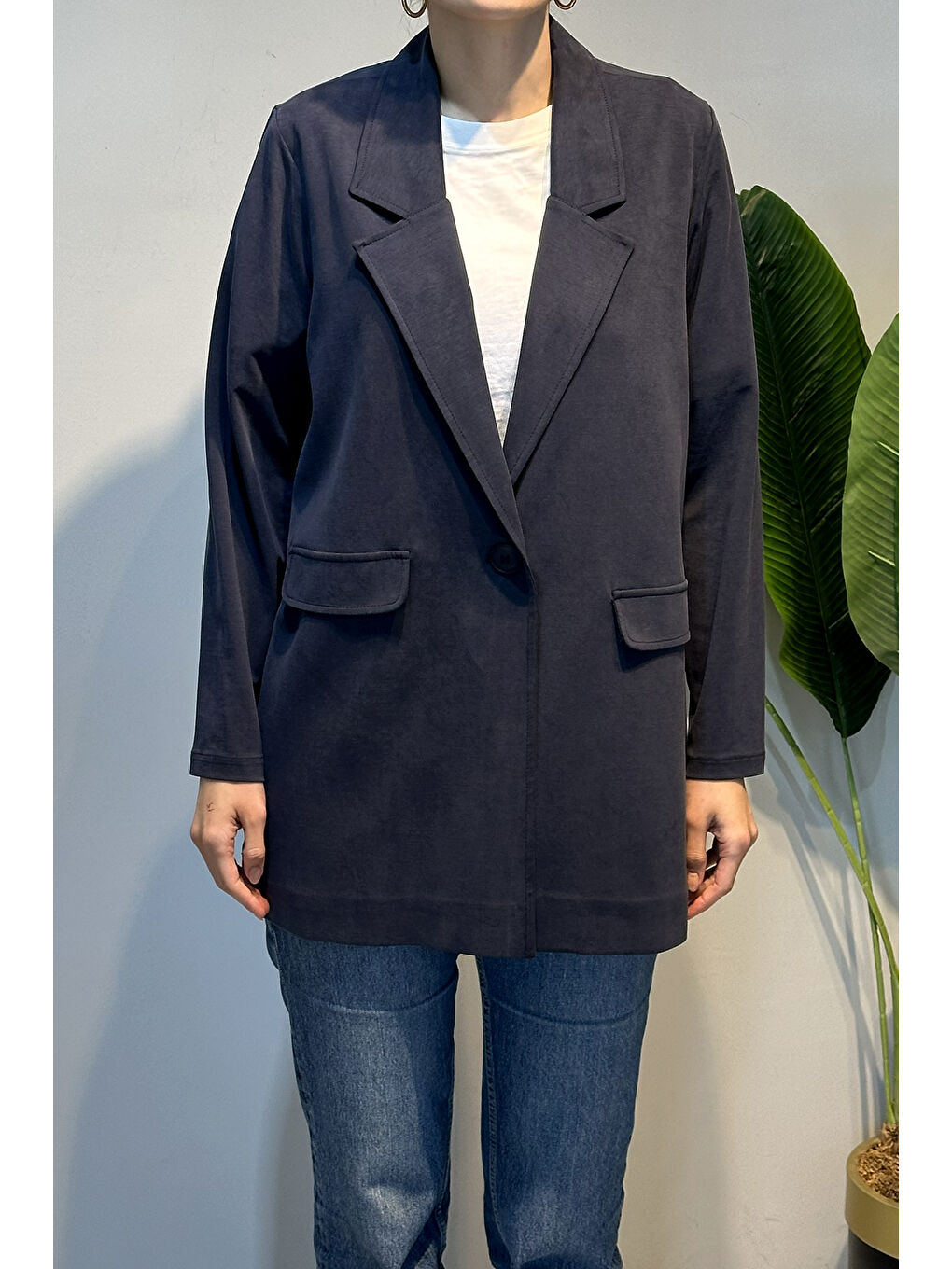 Lyocell Blazer Ceket 878 Lacivert-1