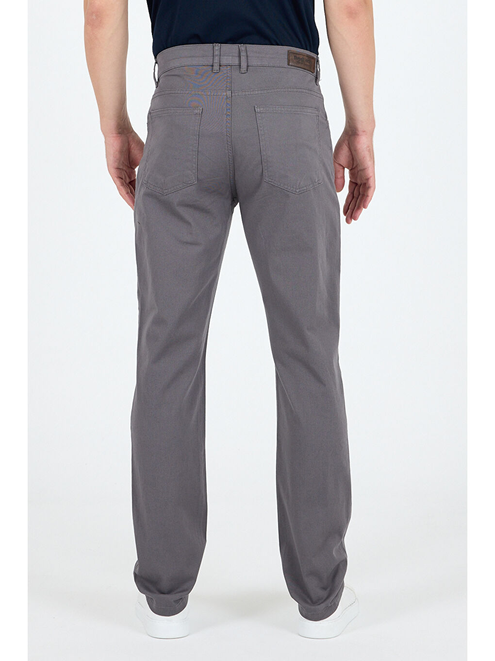 Gri Erkek Regular Fit Gabardin %98 Pamuk %2 Elastan Rahat Günlük Klasik Düz Kesim Pantolon-4