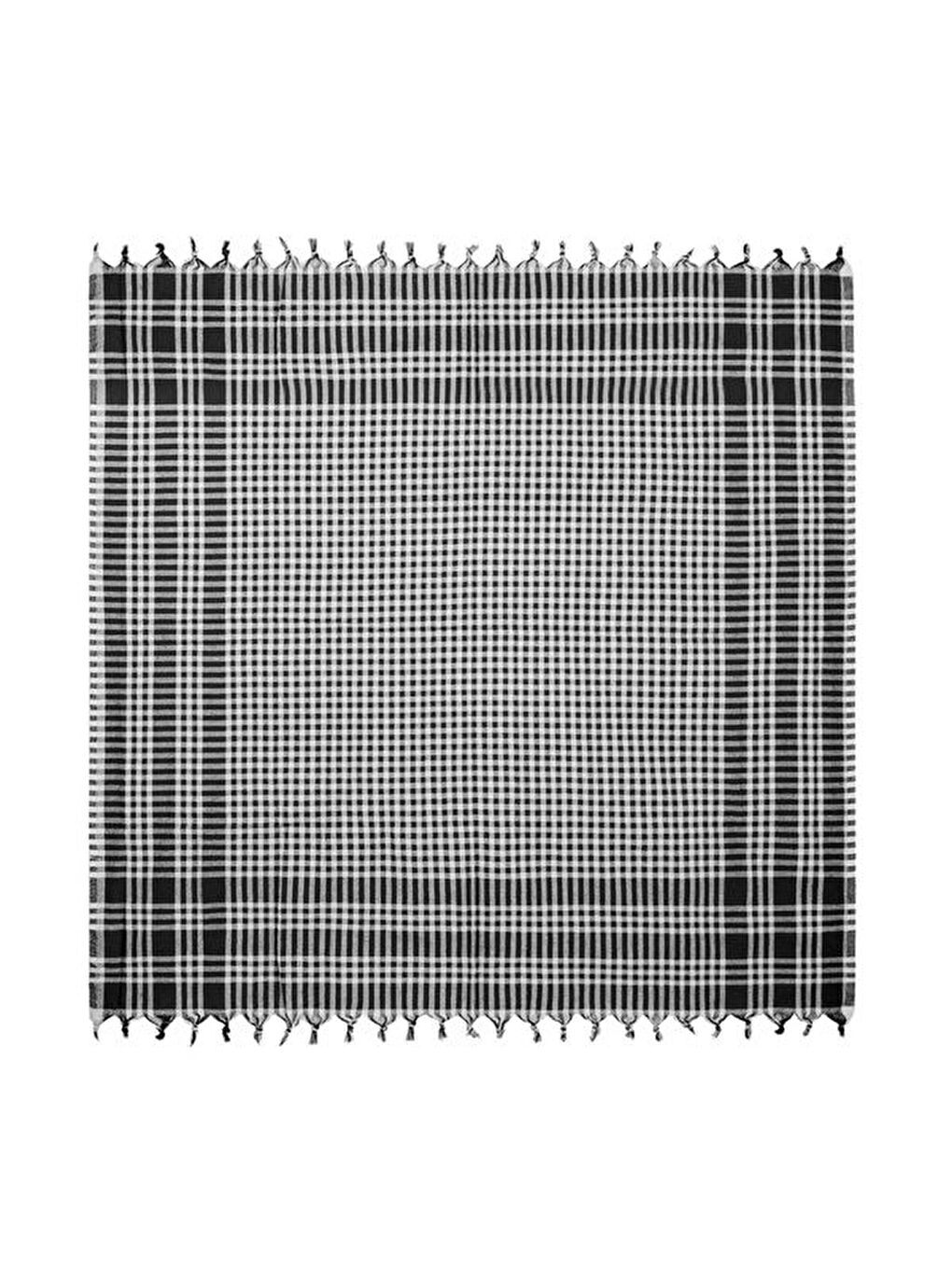 Soft Ekoseli Piknik Örtüsü - Siyah - 165x165 cm