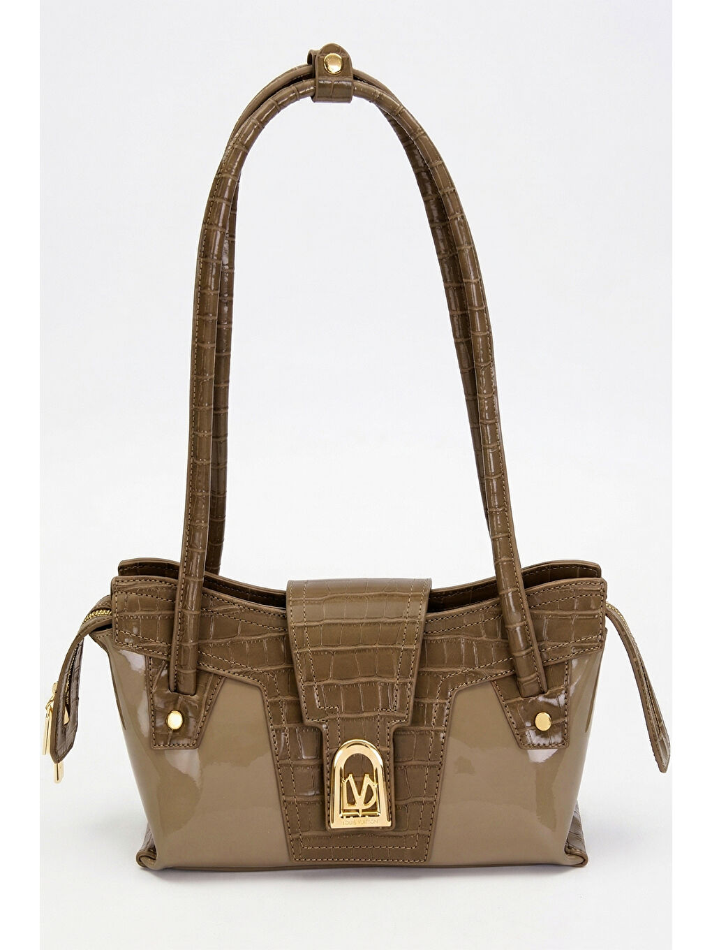 Bej Rugan Uzun Saplı Timsah Deri Detay Çanta 930524 Vizon-1