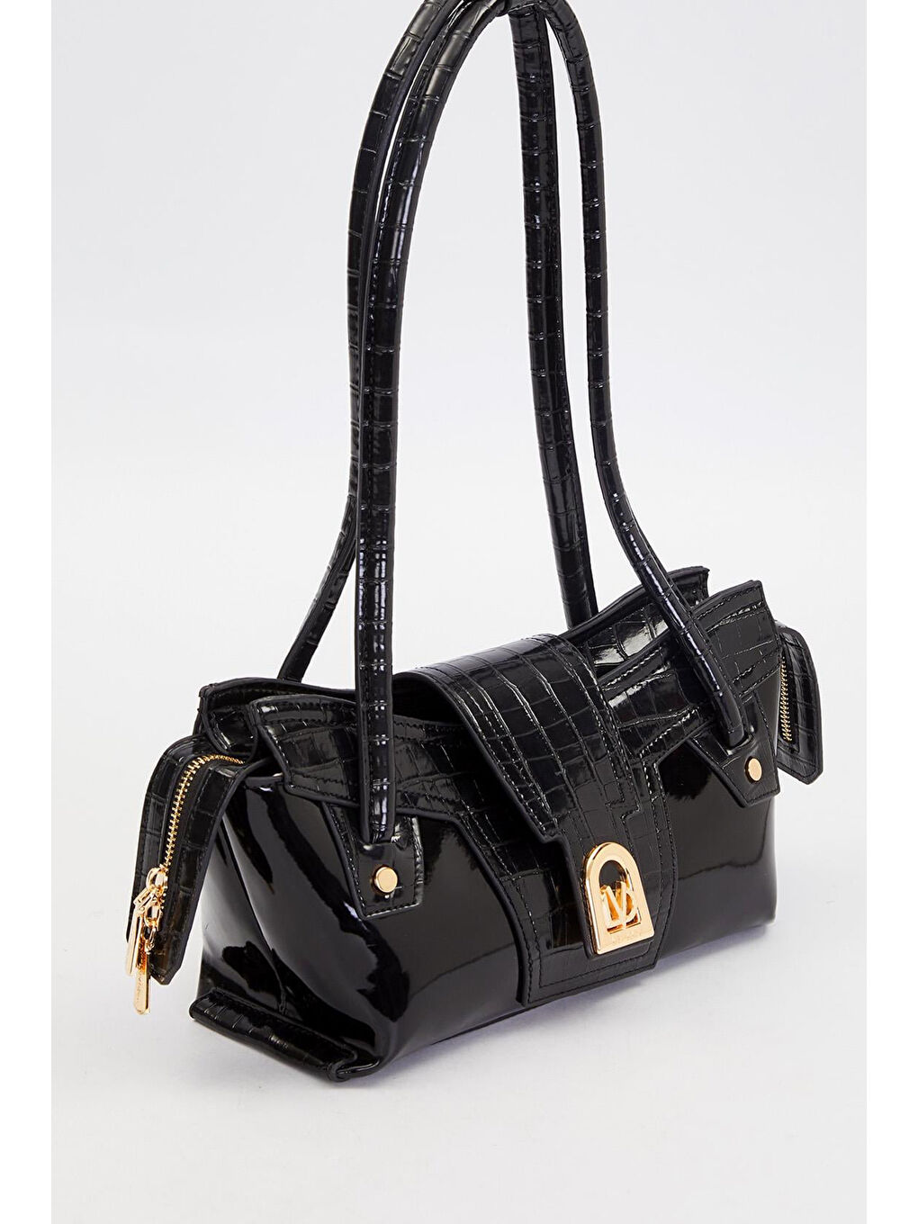 Rugan Uzun Saplı Timsah Deri Detay Çanta 930524 Siyah