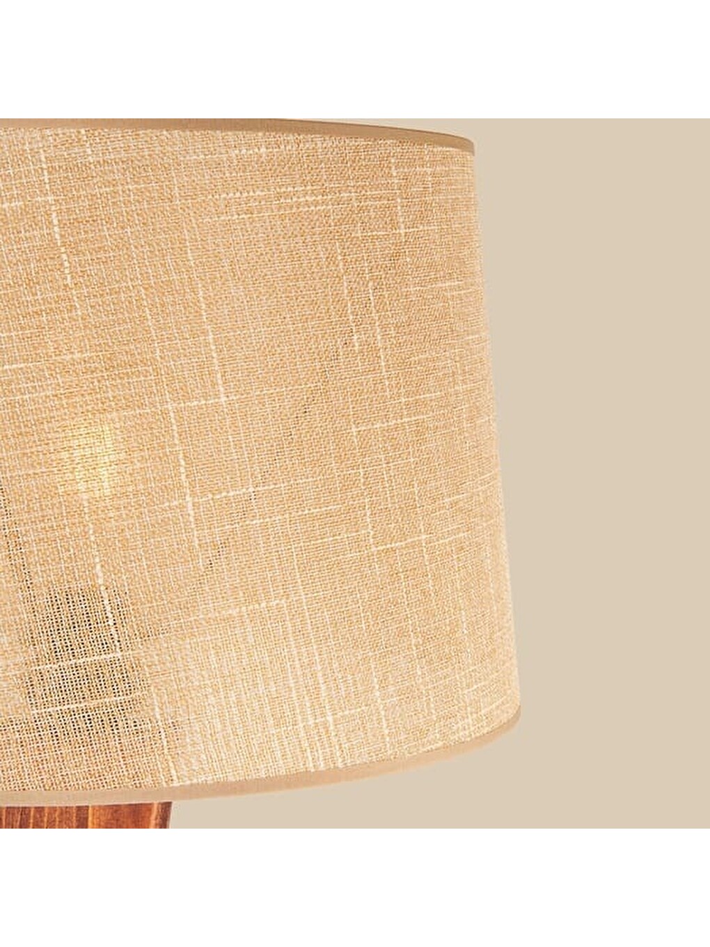 Ekru Lighting Ahşap Oval Lambader - Krem - 158 Cm-3