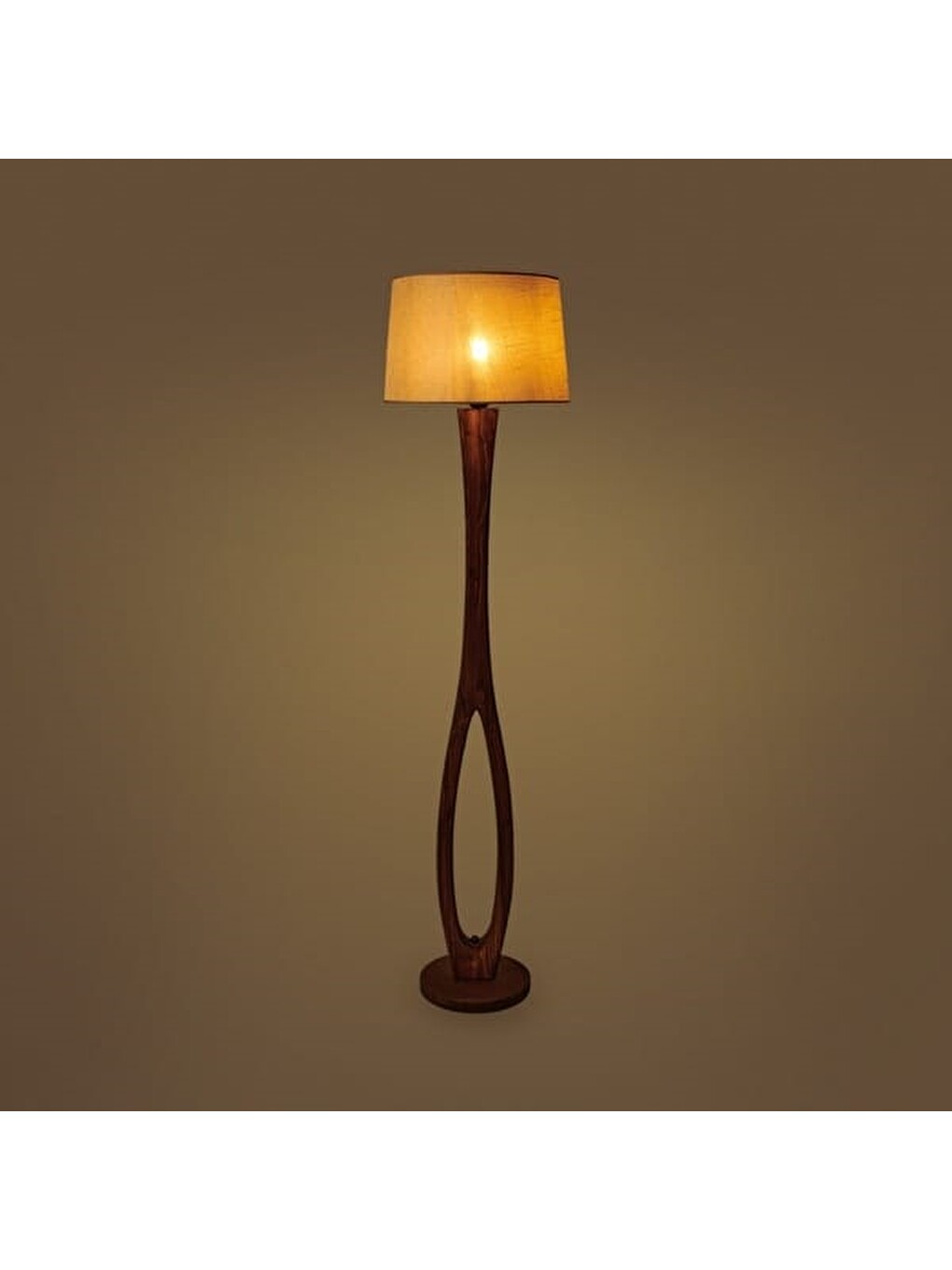 Ekru Lighting Ahşap Oval Lambader - Krem - 158 Cm-4