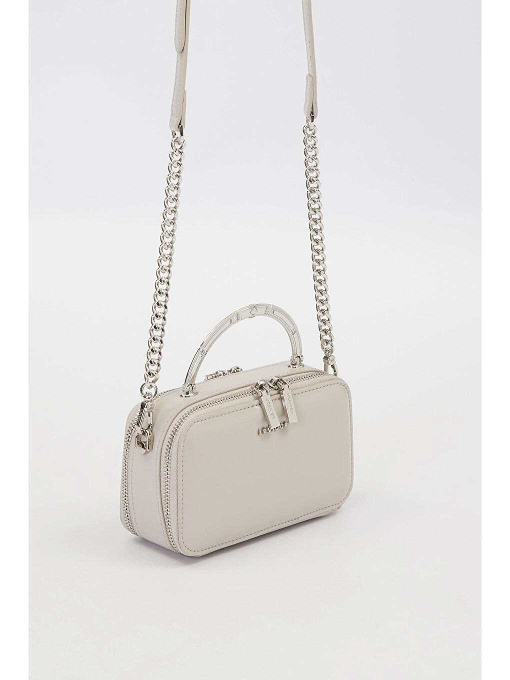 Çift Göz ve Fermuar Detay Küçük Boy Çanta 930424 Gri-1