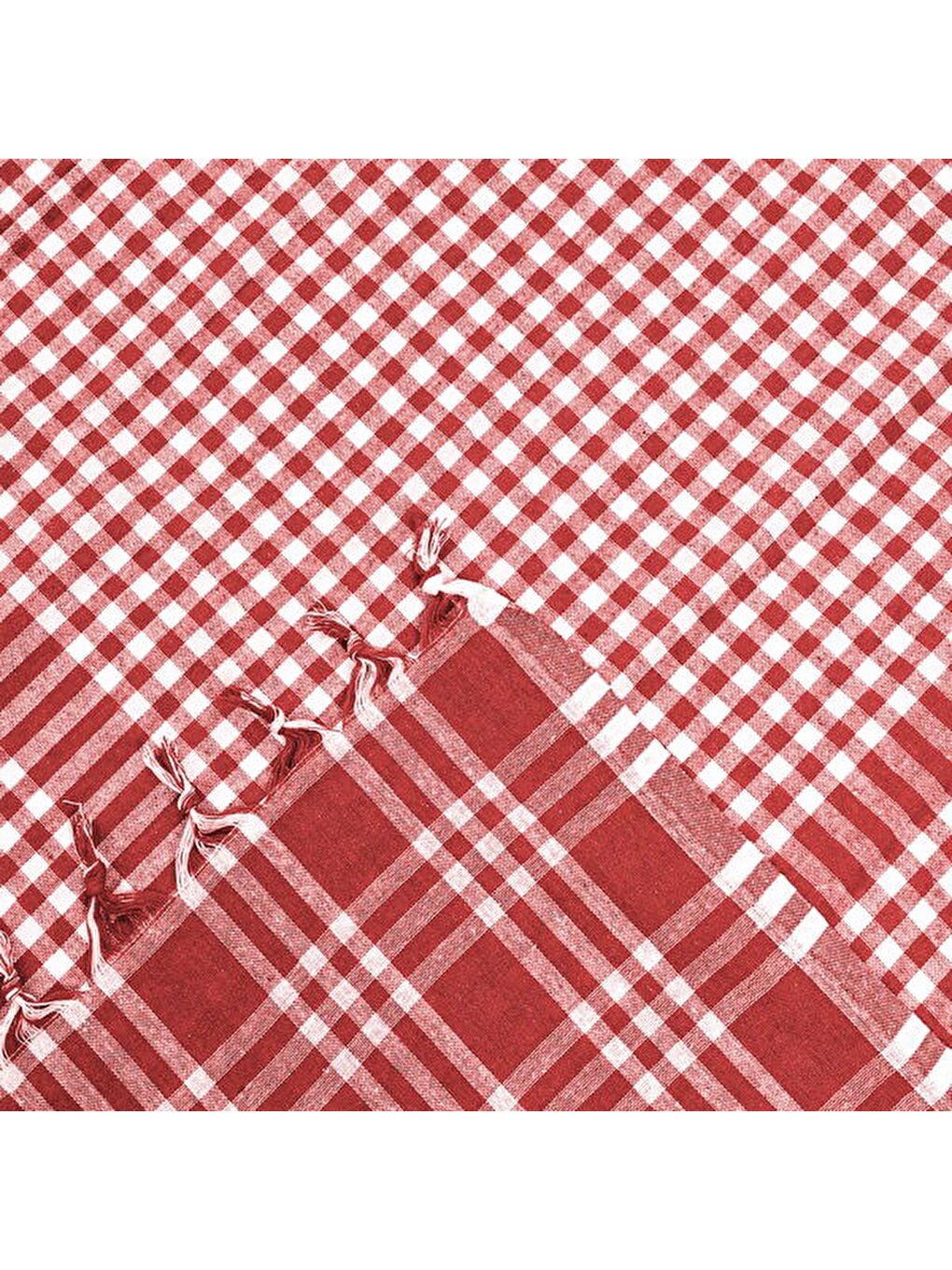 Soft Ekoseli Piknik Örtüsü - Kırmızı - 165x165 cm-1
