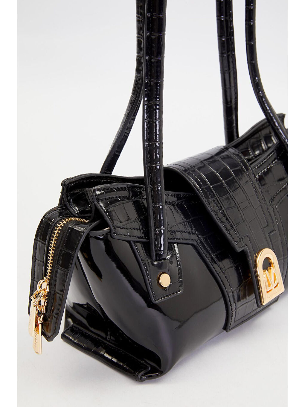 Rugan Uzun Saplı Timsah Deri Detay Çanta 930524 Siyah-1