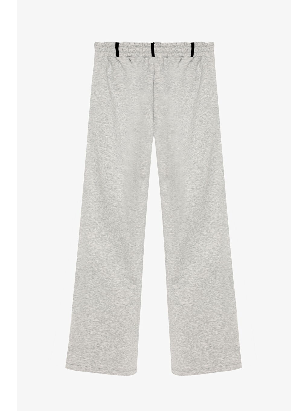 Kontrast Kumaş Garnili Nakışlı Beli Lastikli Pantolon Siyah-1