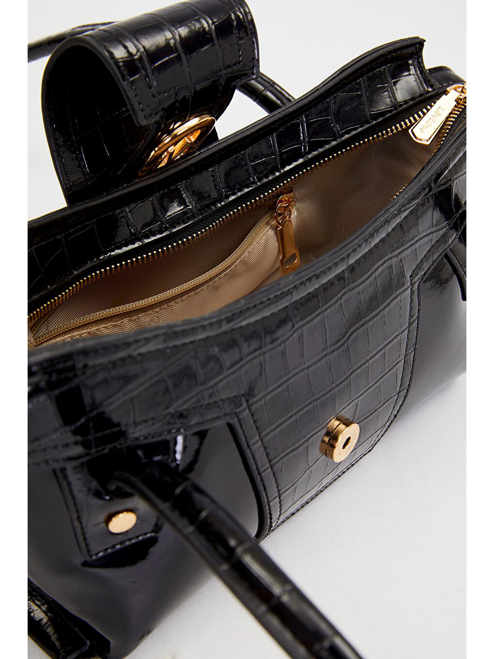 Rugan Uzun Saplı Timsah Deri Detay Çanta 930524 Siyah-2