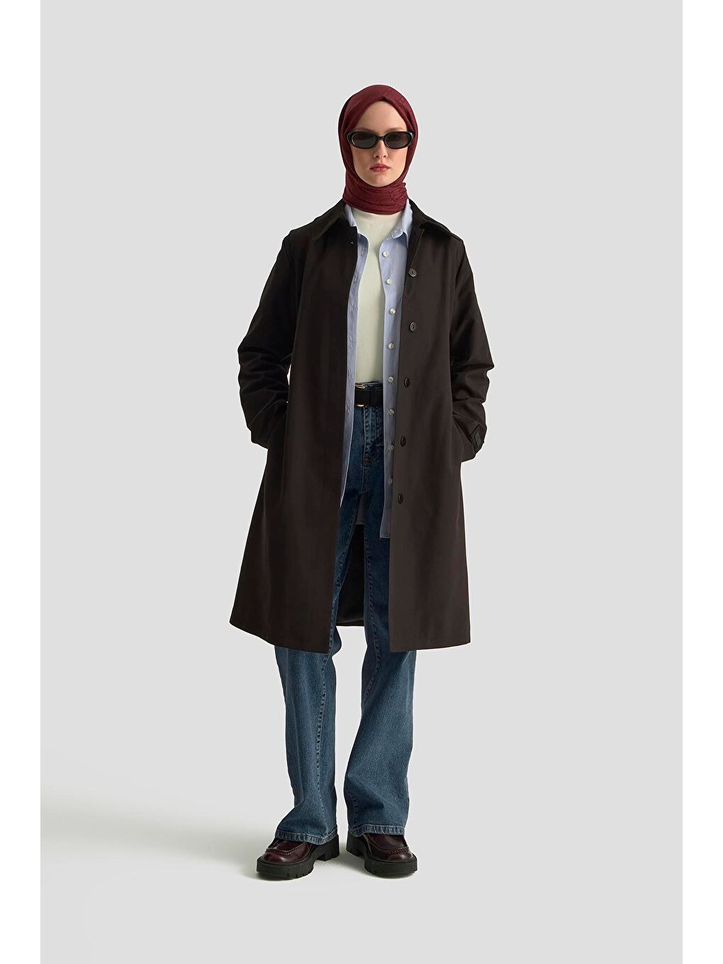 Seyyar Yakalı Trençkot 25K7910 Siyah-1