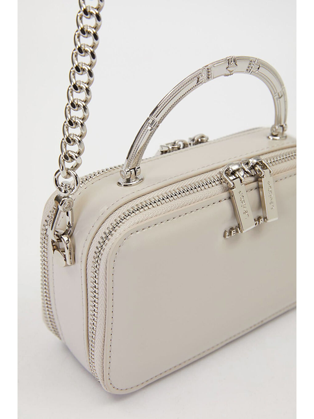 Çift Göz ve Fermuar Detay Küçük Boy Çanta 930424 Gri-4