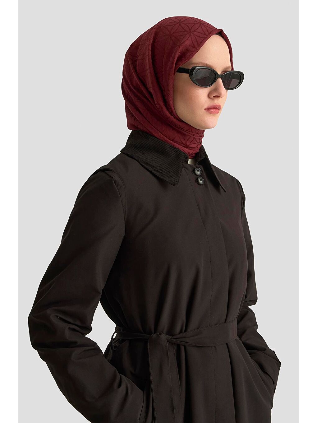 Seyyar Yakalı Trençkot 25K7910 Siyah-3