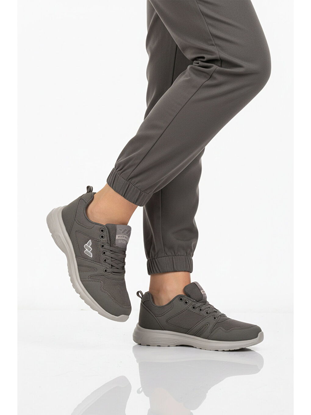 Gri Füme Fileli Hafif Bağcıklı Esnek Unisex Spor Ayakkabı 020 G