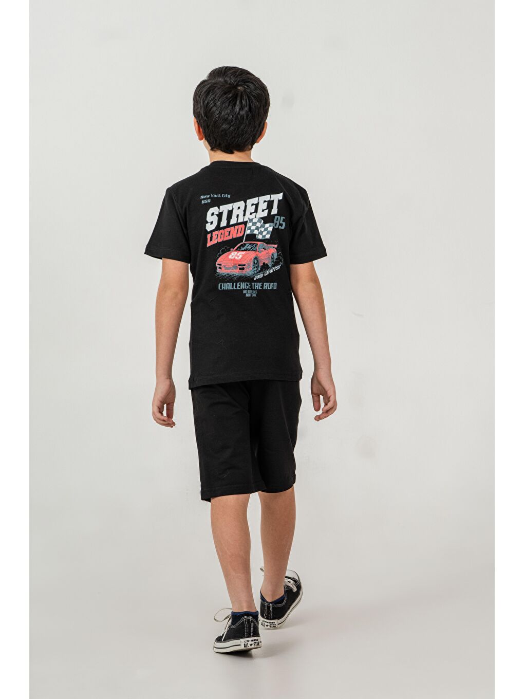Siyah Street Legend Baskılı Erkek Çocuk Şort - Tişört Takımı-5