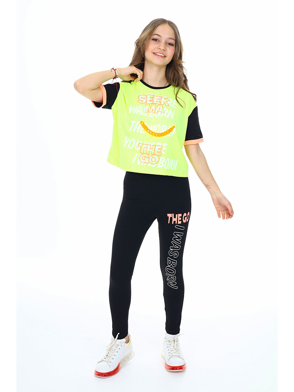 Sarı Kız Çocuk Taytlı Alt-Üst 2'li Takım 12141