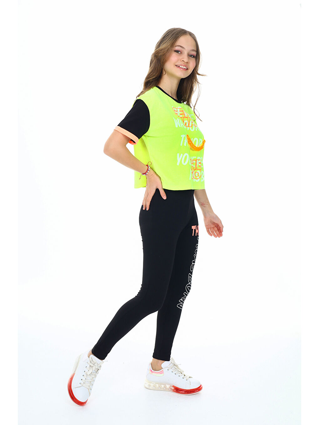 Sarı Kız Çocuk Taytlı Alt-Üst 2'li Takım 12141-1