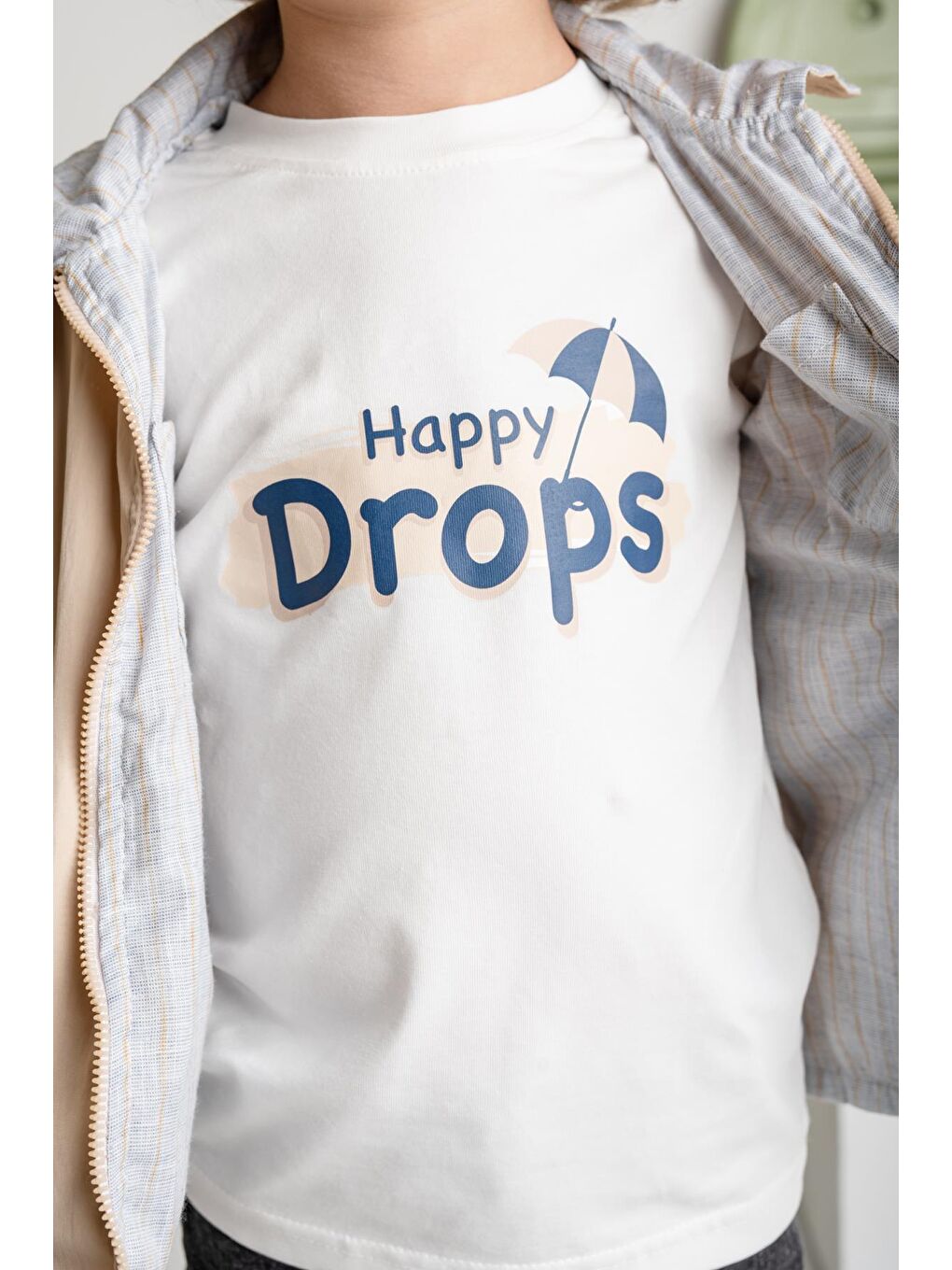 Erkek Çocuk Fermuarlı Yağmurluk Detaylı Üçlü Takım - Bej-3