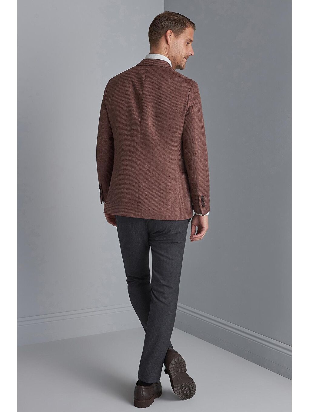 Erkek Bordo Slim Fit / Dar Kalıp Mono Yaka Ceket-1