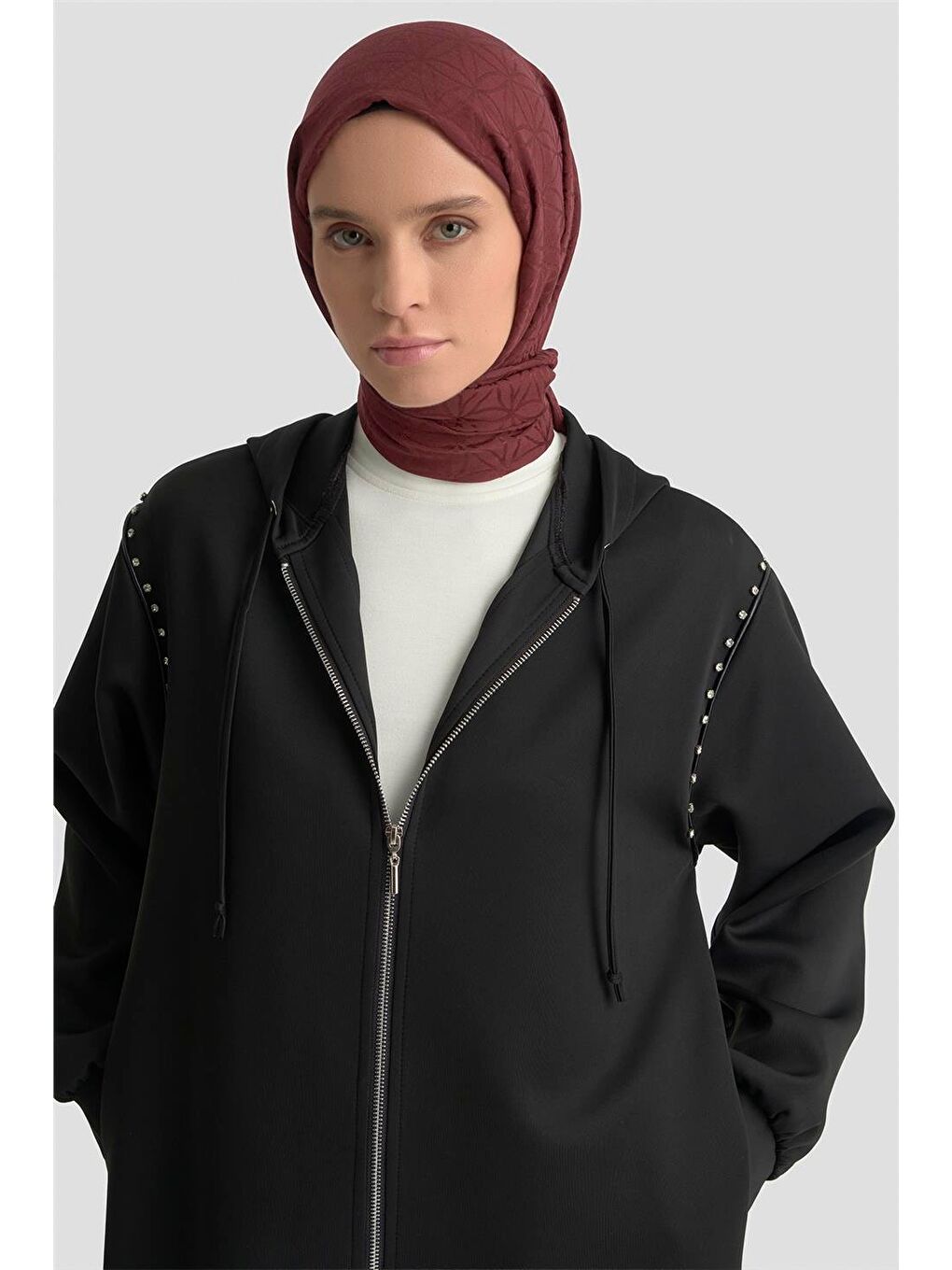 Taş Detaylı Örme Kap 25Kd4028 Siyah-1