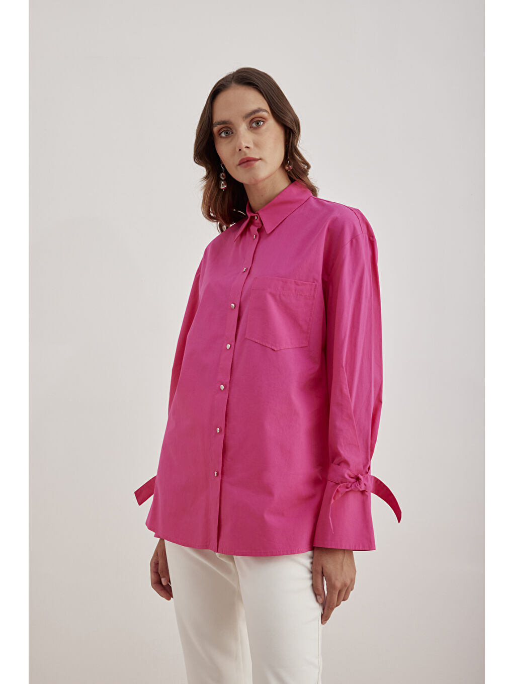 Fuşya 2267111 Kontrast Biyeli Bluz-4