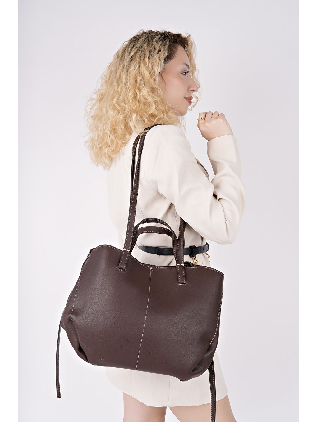 Kahverengi FARME Kadın Cüzdanlı El ve Omuz Çantası