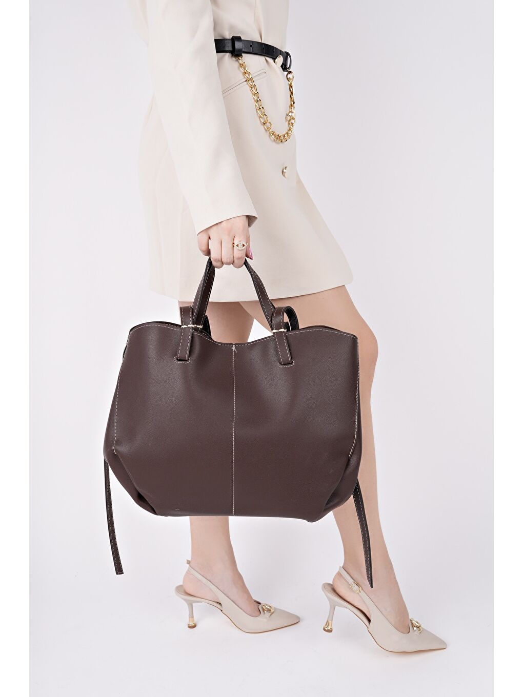 Kahverengi FARME Kadın Cüzdanlı El ve Omuz Çantası-1