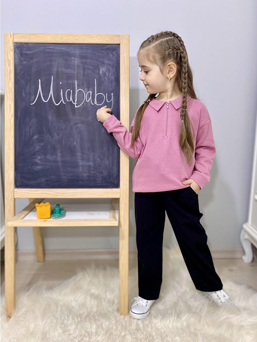 Pembe Waffle Theme Sweatshırt-1