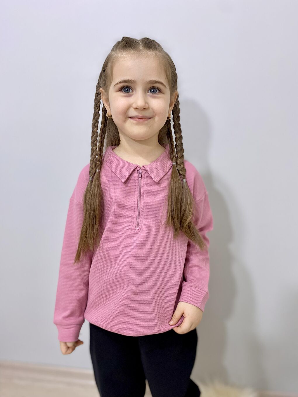 Pembe Waffle Theme Sweatshırt-5