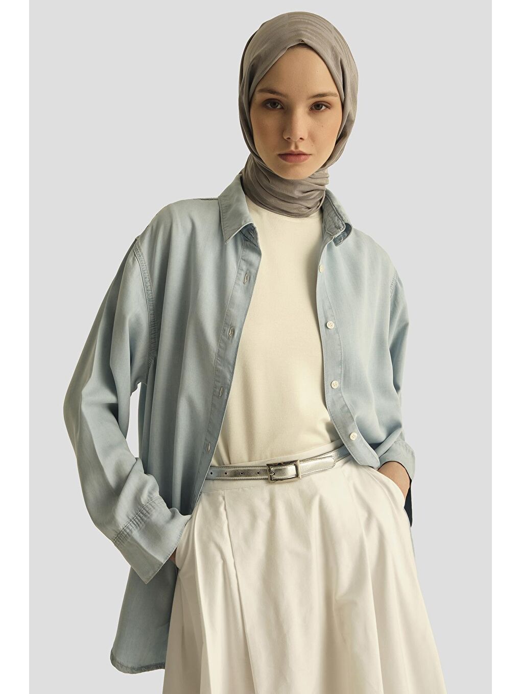 Lyocell Gömlek 25Yd9112 Mavi-1