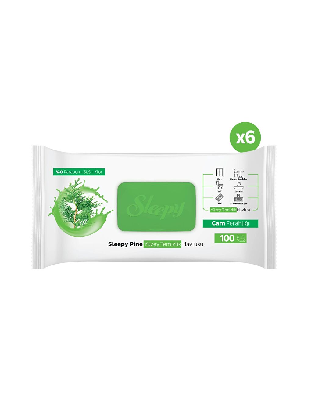 Pine Yüzey Temizlik Havlusu&Mendili Çam Ferahlığı 6x100 (600 Yaprak)-2