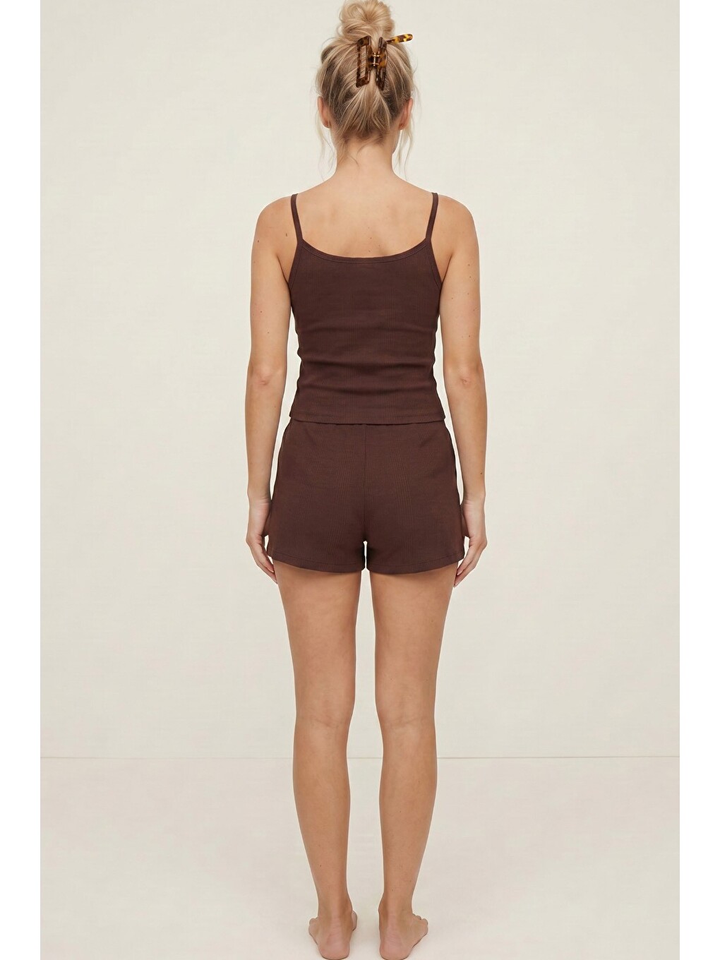 Mürdüm Bürümcük-krınkıl İp Askılı Şortlu Pijama Takım 8060-2