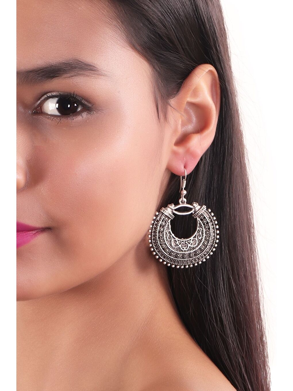 Gri KADIN ANTİK GÜMÜŞ KAPLAMA SALLANTILI KÜPE-2