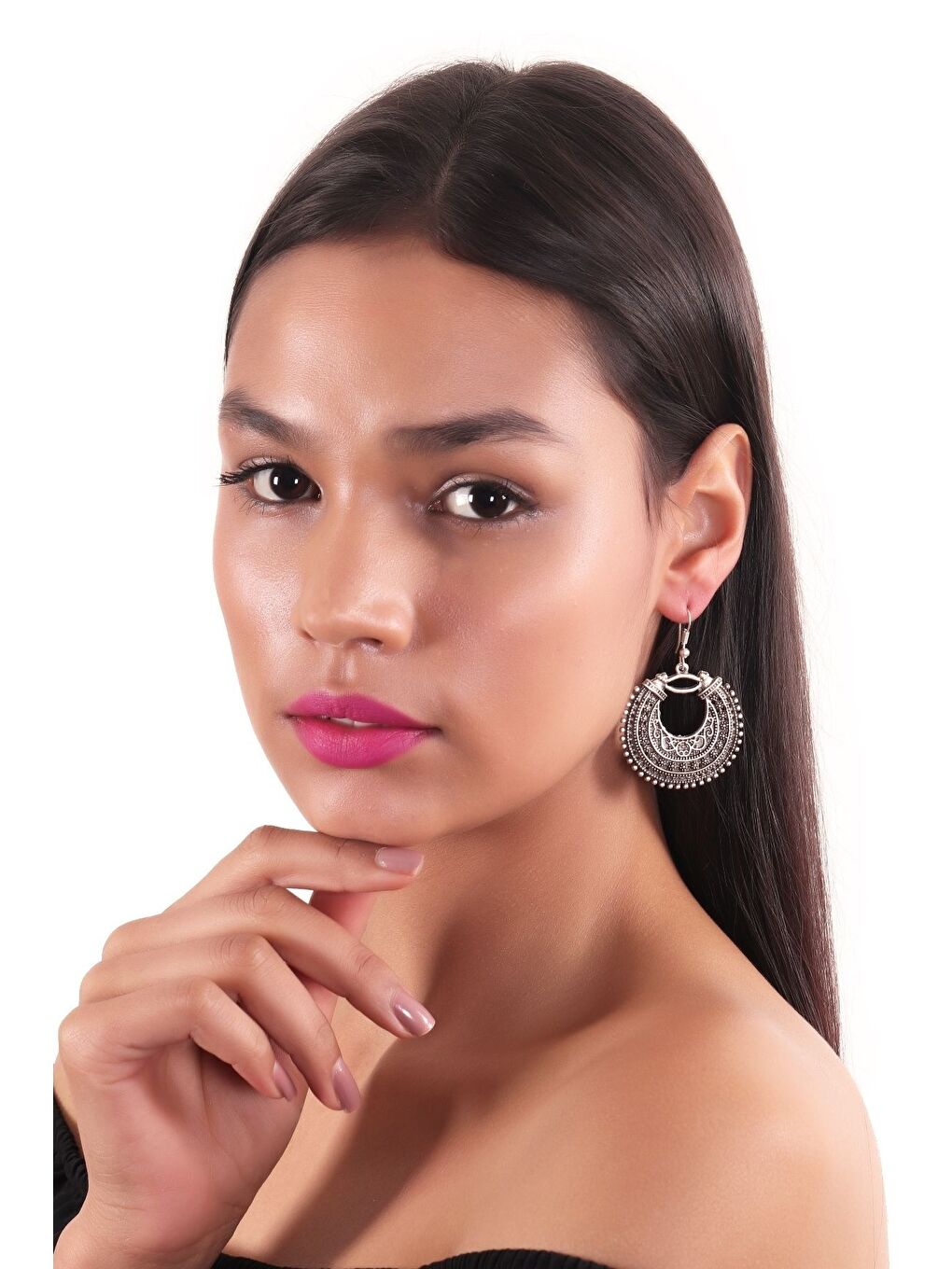 Gri KADIN ANTİK GÜMÜŞ KAPLAMA SALLANTILI KÜPE-4