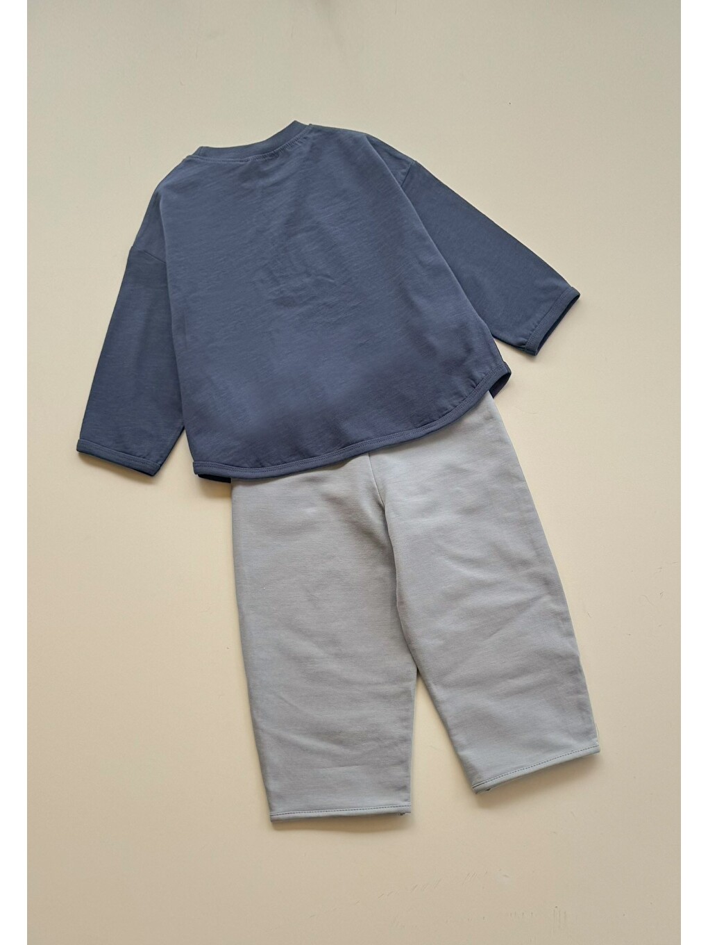 Oversize Uzun Kollu T-shirt Takım 2-8 Yaş Lacivert-1