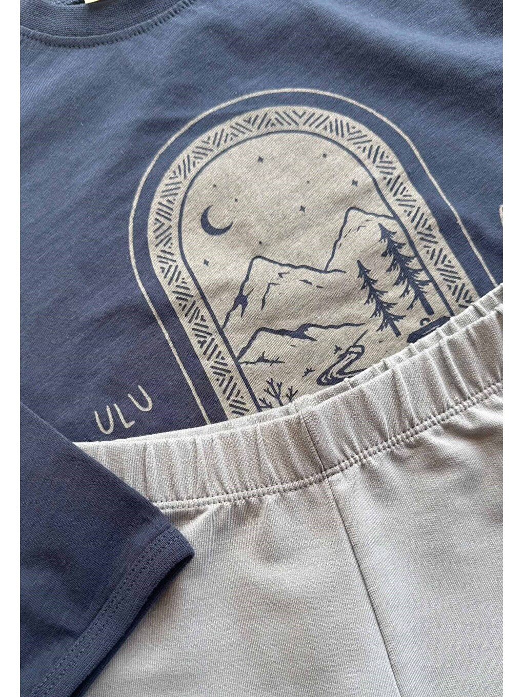 Oversize Uzun Kollu T-shirt Takım 2-8 Yaş Lacivert-2