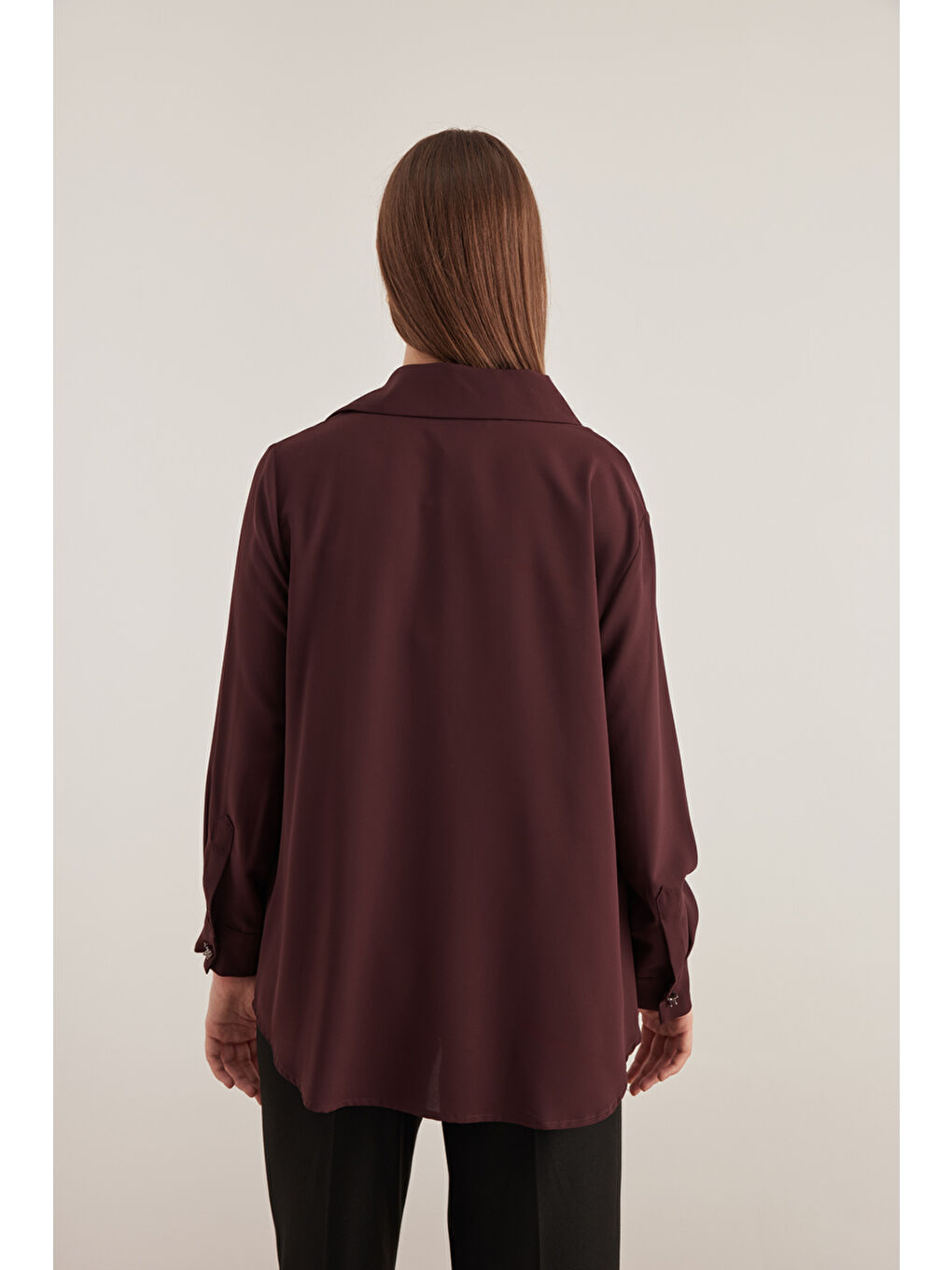 Mürdüm Mendil Yaka Bluz-5