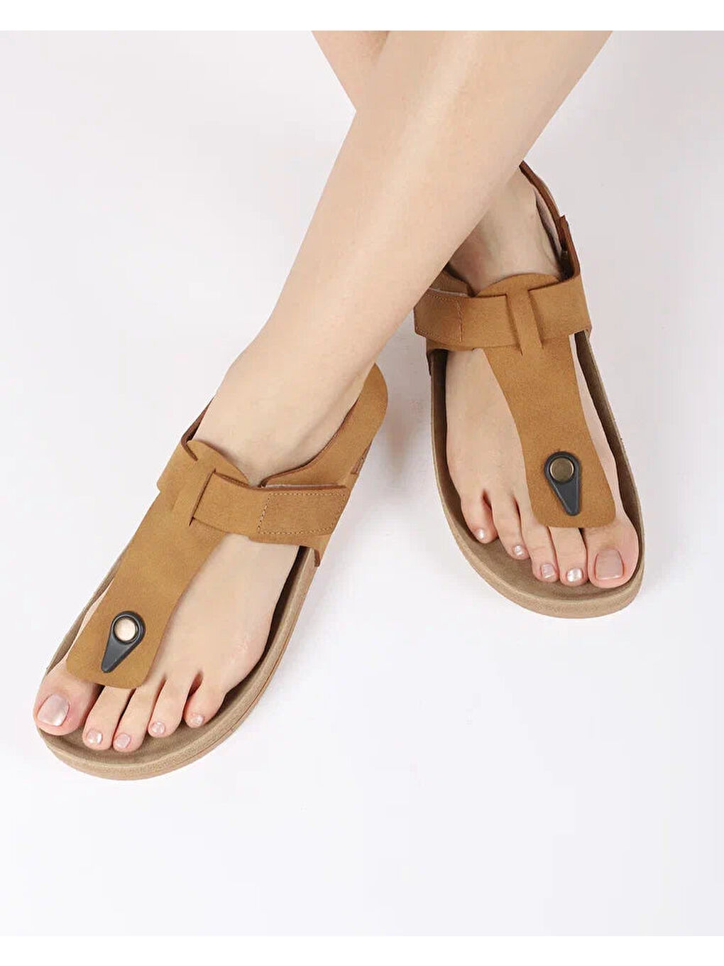 Kahverengi Kadın Yazlık Cırtlı Sandalet - SOLEA-2