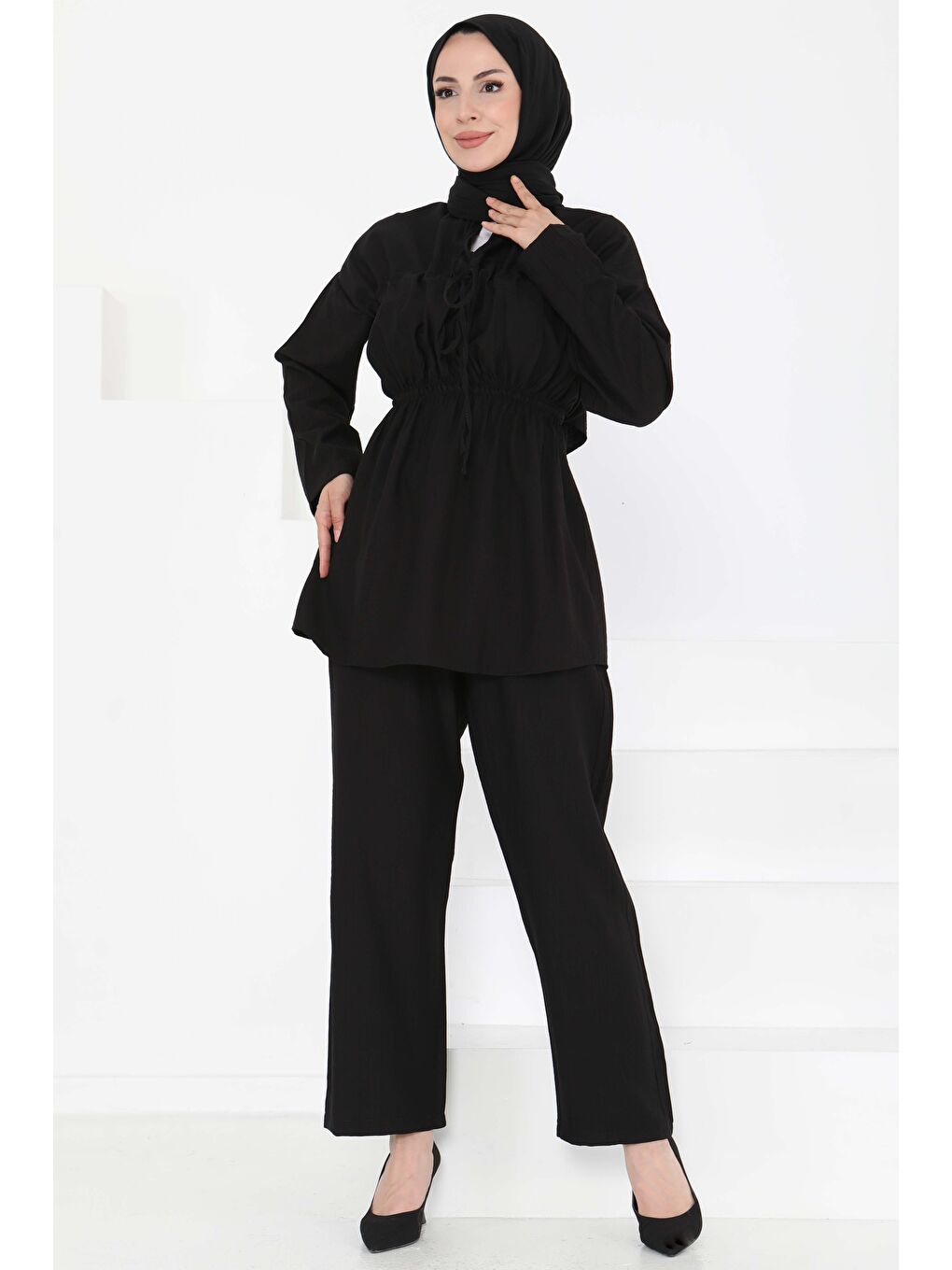 Beli Lastikli İkili Takım Siyah - 27177-2