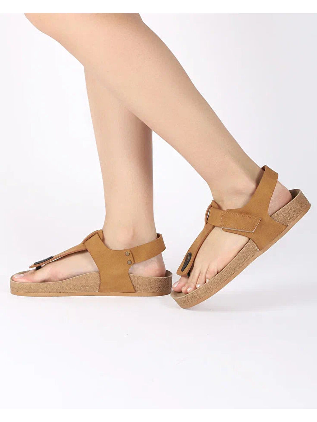 Kahverengi Kadın Yazlık Cırtlı Sandalet - SOLEA-3