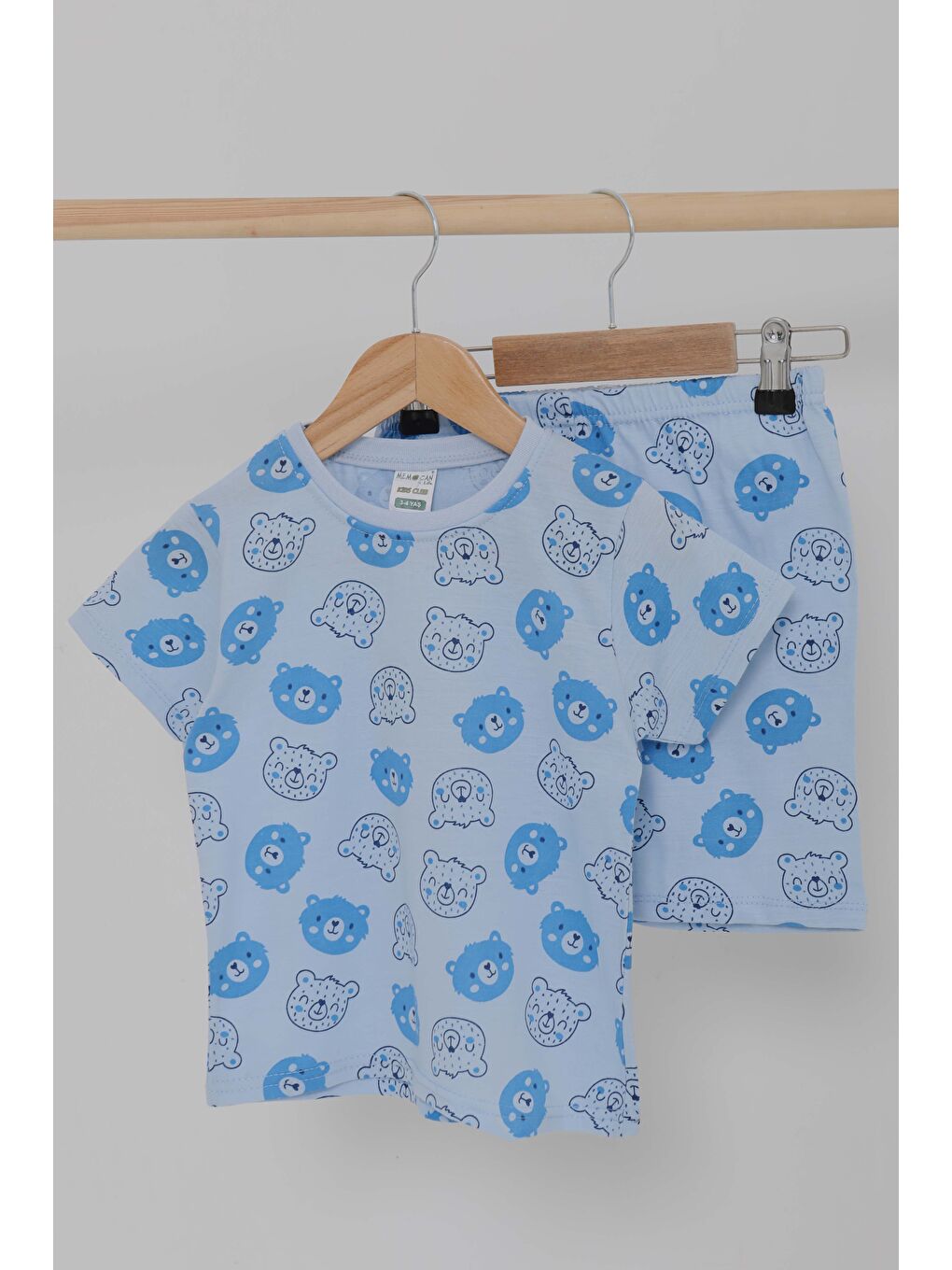 Erkek Çocuk Bebe Mavi Desenli İkili Takım - 27060-1