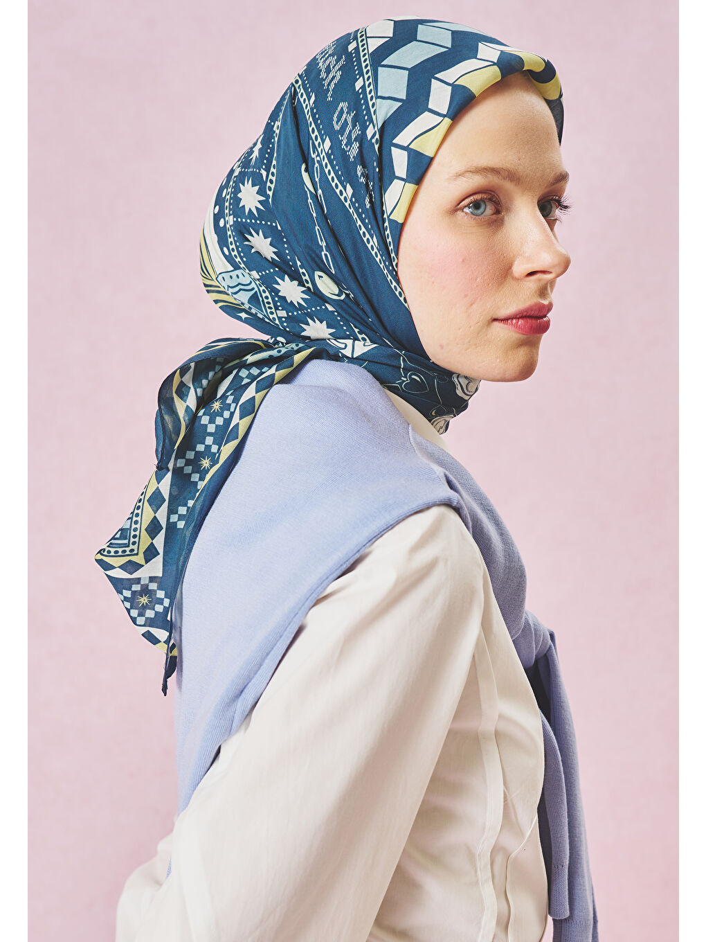 Mavi LITTLE LOVE DREAM DESEN FLOŞ VİSKON EŞARP OCEAN BLUE