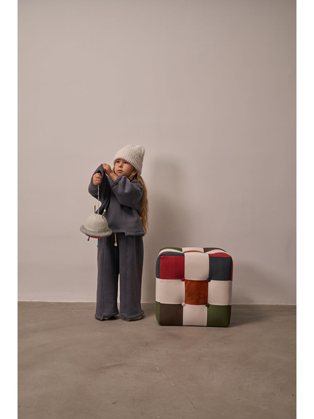 Gri Omuz Nakışlı Asimetrik Detaylı Alt Üst Takım-4