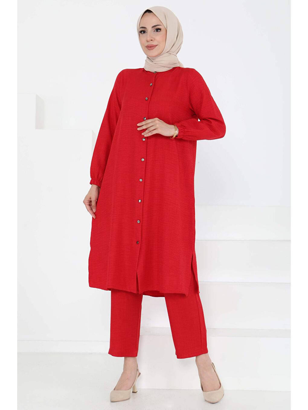 Kırmızı Hakim Yaka İkili Takım Kirmizi - 27183-1