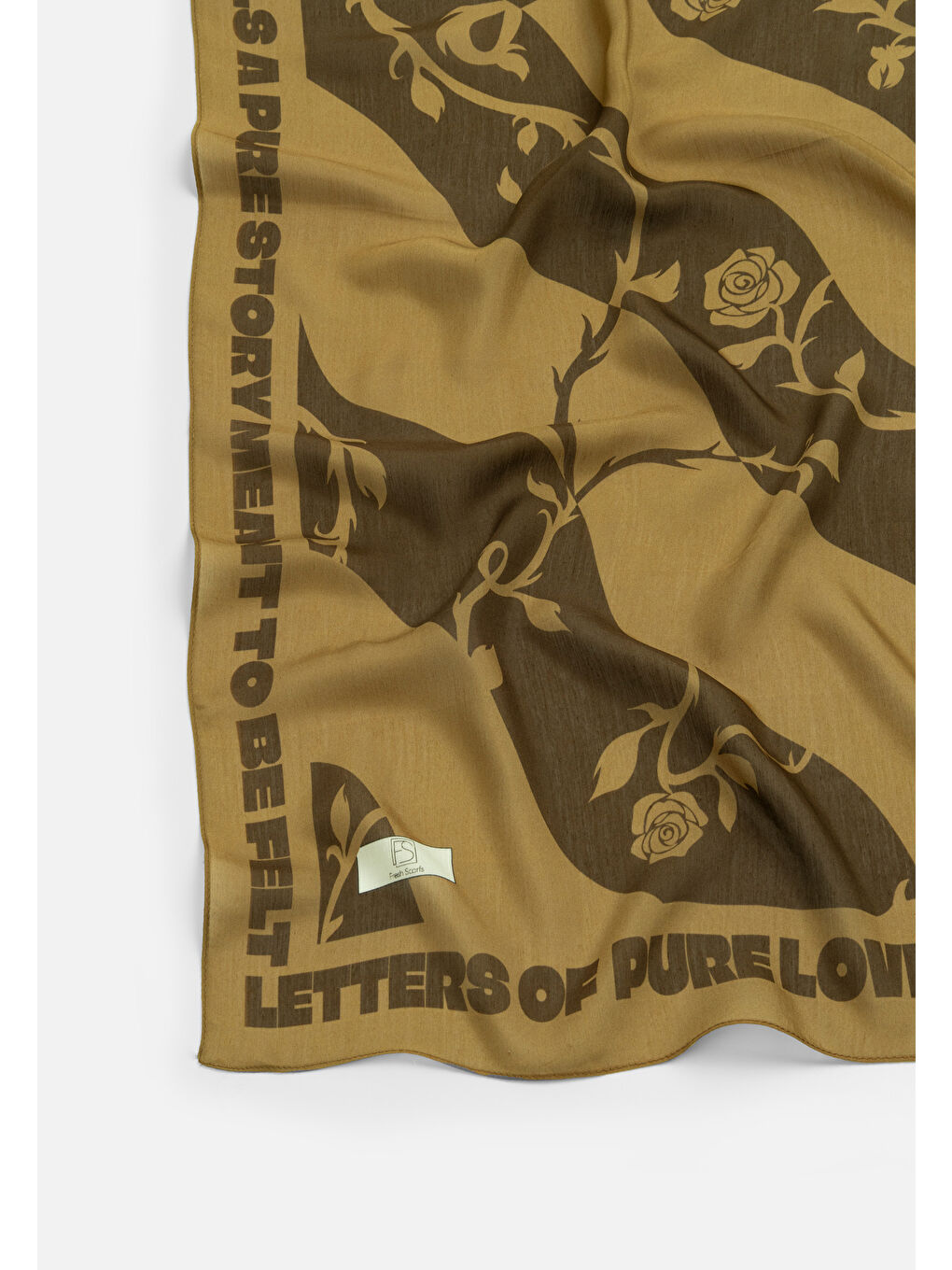 Kahverengi LOVE REVERIE DESEN FLOŞ VİSKON EŞARP ROASTED COFFEE-1